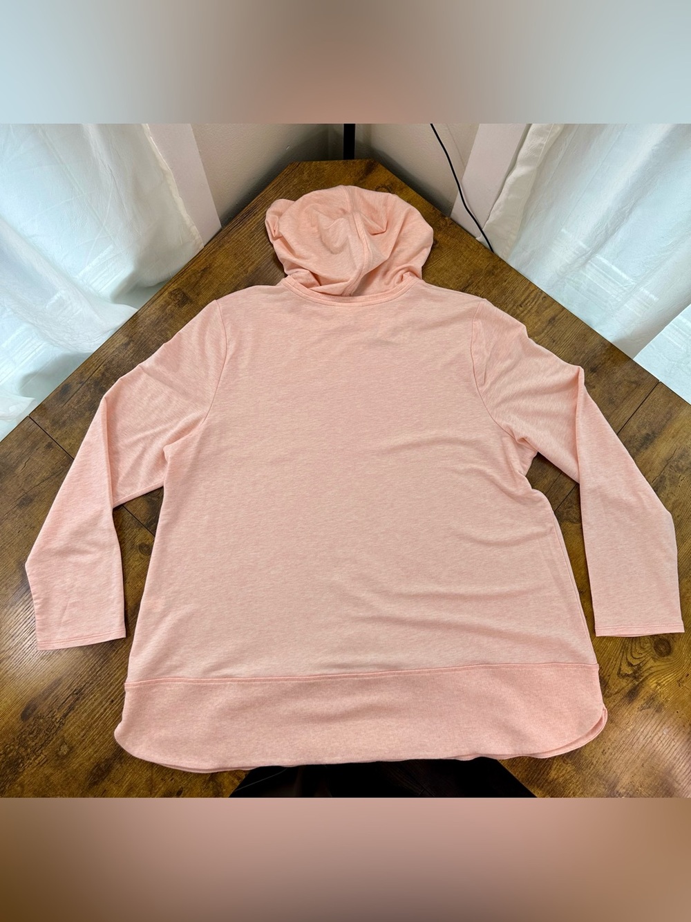 J. Jill Pure Jill Harmony Rib-Trimmed Hoodie, Soft Coral Dust Heather, XL - Picture 9 of 13
